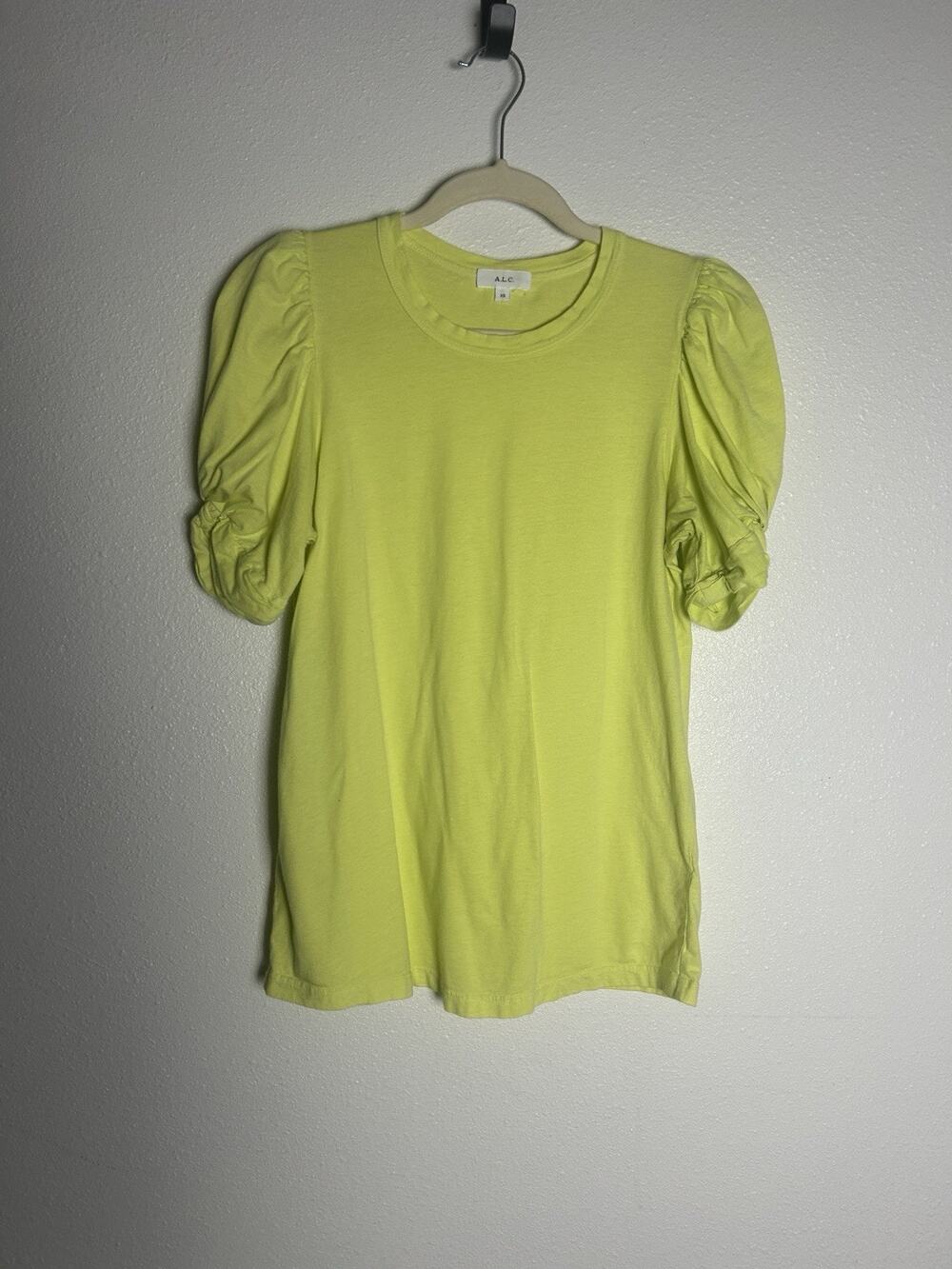 A.L.C. Lime Green Kati Puff Short Sleeve T-Shirt Sz XS